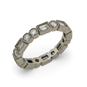 Vintage 1.35 carat round and baguette diamond 14k white gold eternity band