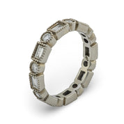 Vintage 1.35 carat round and baguette diamond 14k white gold eternity band
