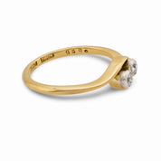 Victorian .20 carat old European cut diamond 18k yellow gold two stone ring