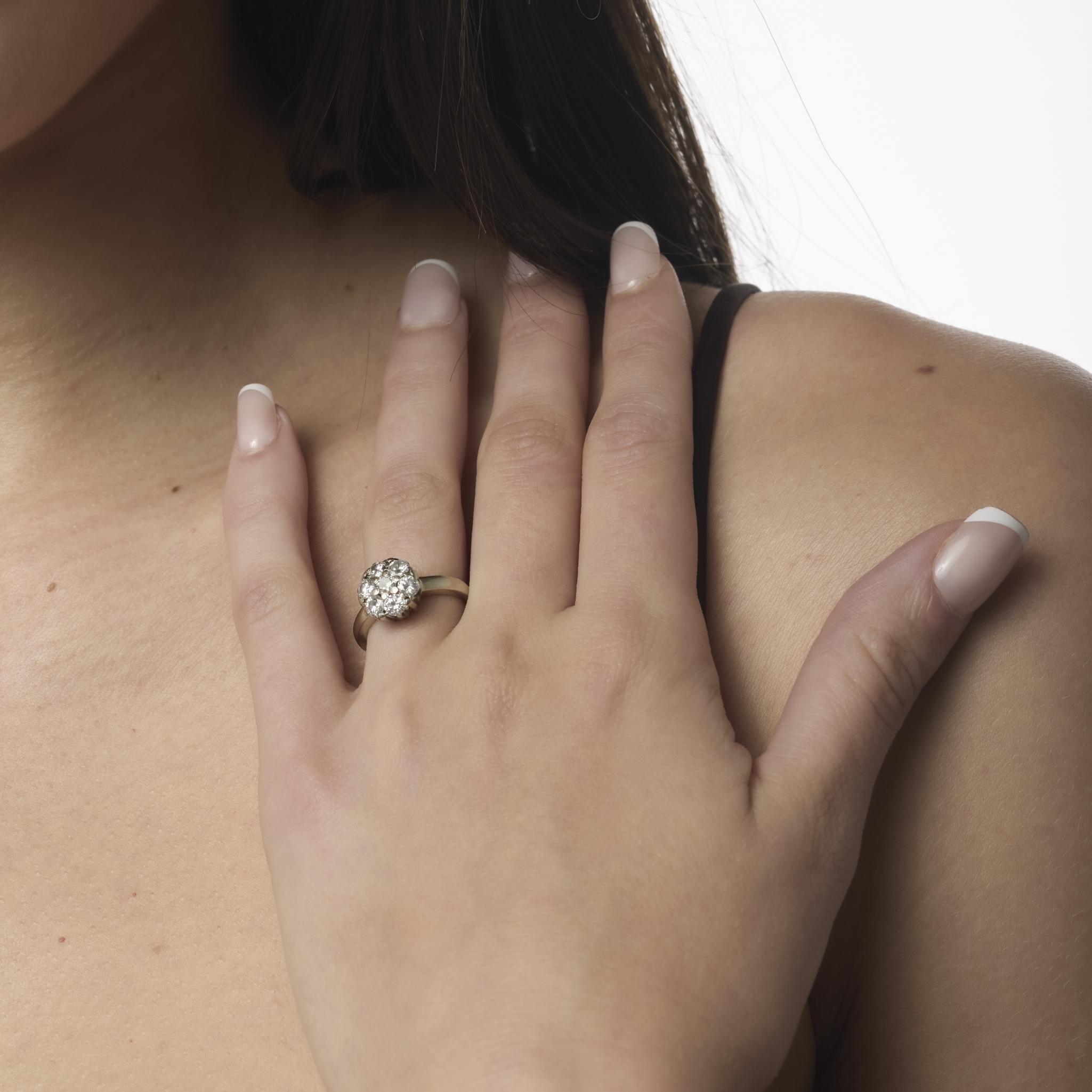 Vintage diamond 14k yellow gold cluster ring