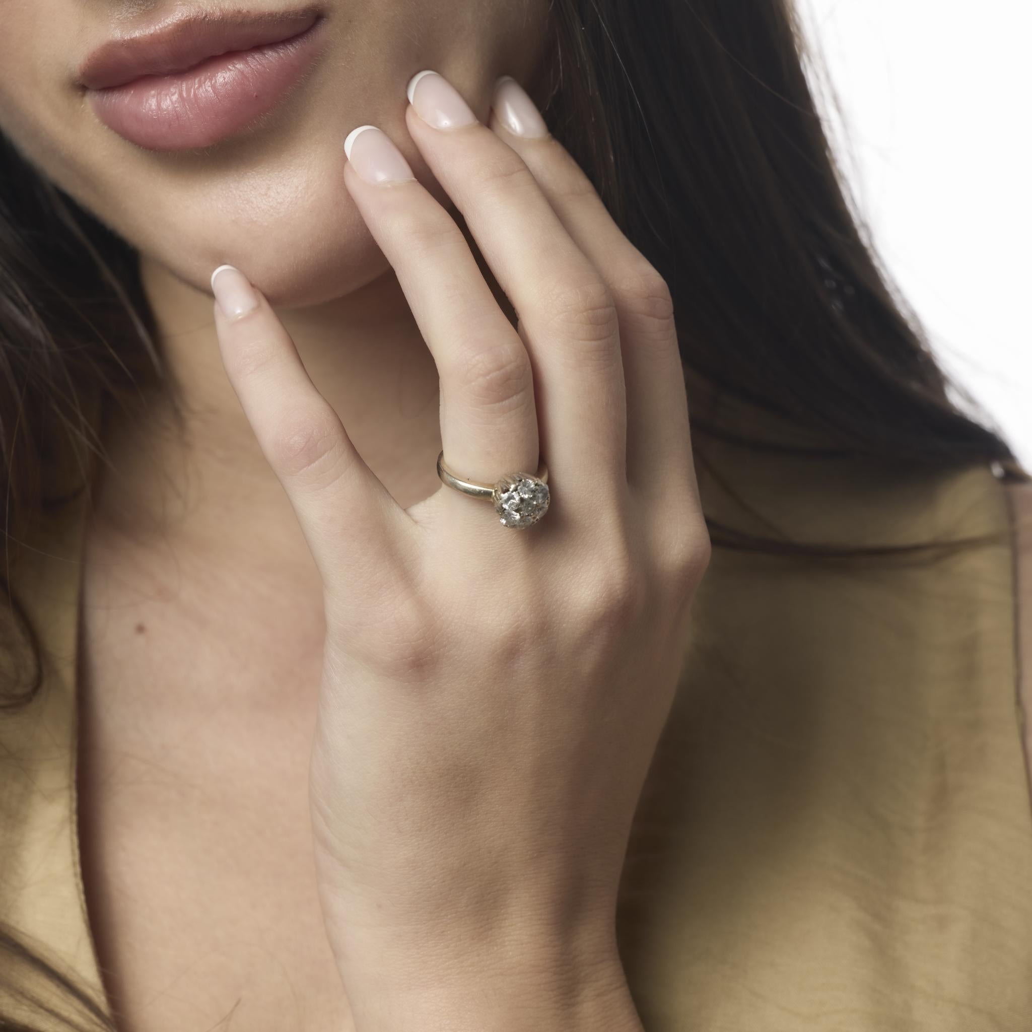 Vintage diamond 14k yellow gold cluster ring