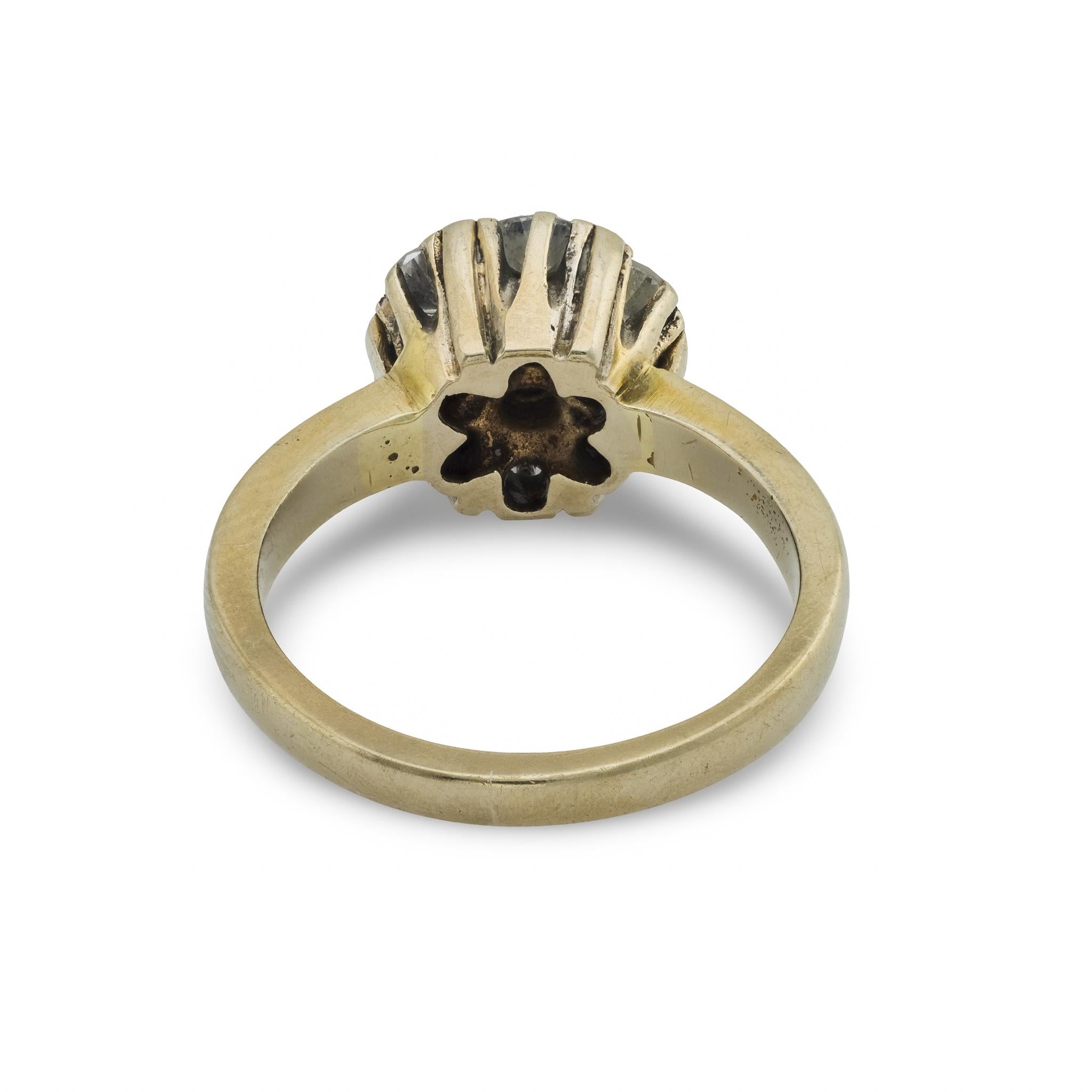 Vintage diamond 14k yellow gold cluster ring