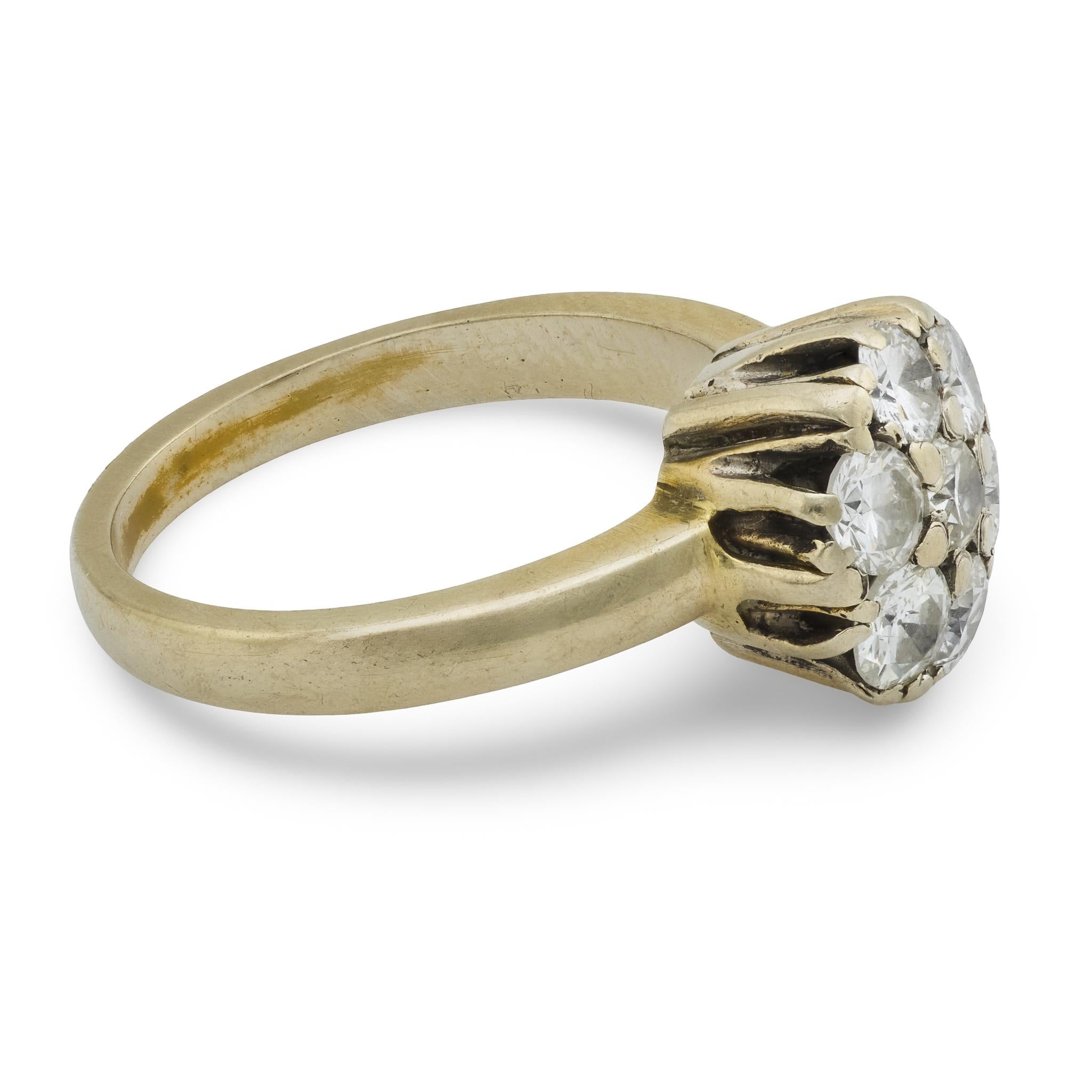 Vintage diamond 14k yellow gold cluster ring