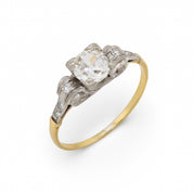 Retro .73 carat old mine cut diamond 14k gold engagement ring
