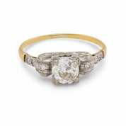 Retro .73 carat old mine cut diamond 14k gold engagement ring