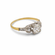 Retro .73 carat old mine cut diamond 14k gold engagement ring