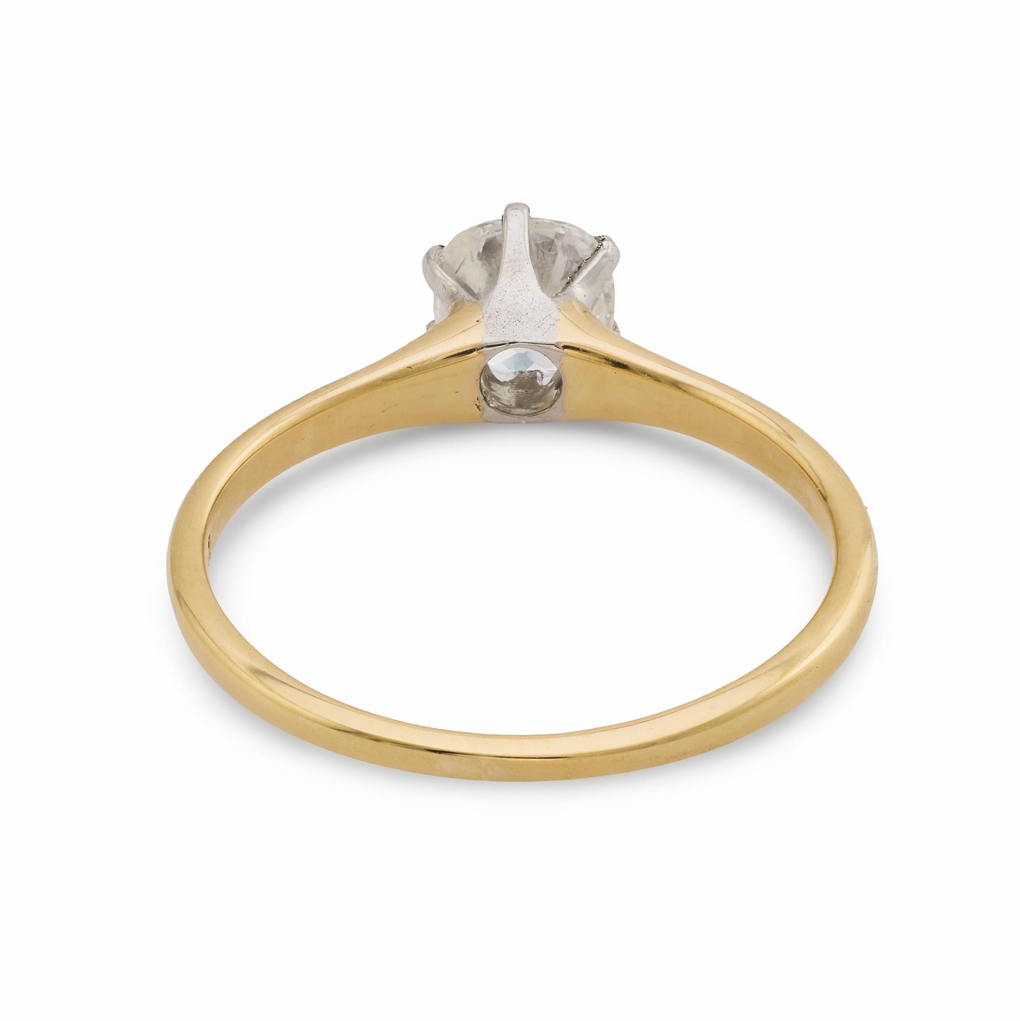 Victorian .54 carat old mine cut diamond 14k yellow gold engagement ring