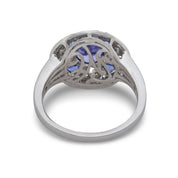 Art Deco style 1.10 carat tanzanite diamond platinum cocktail ring