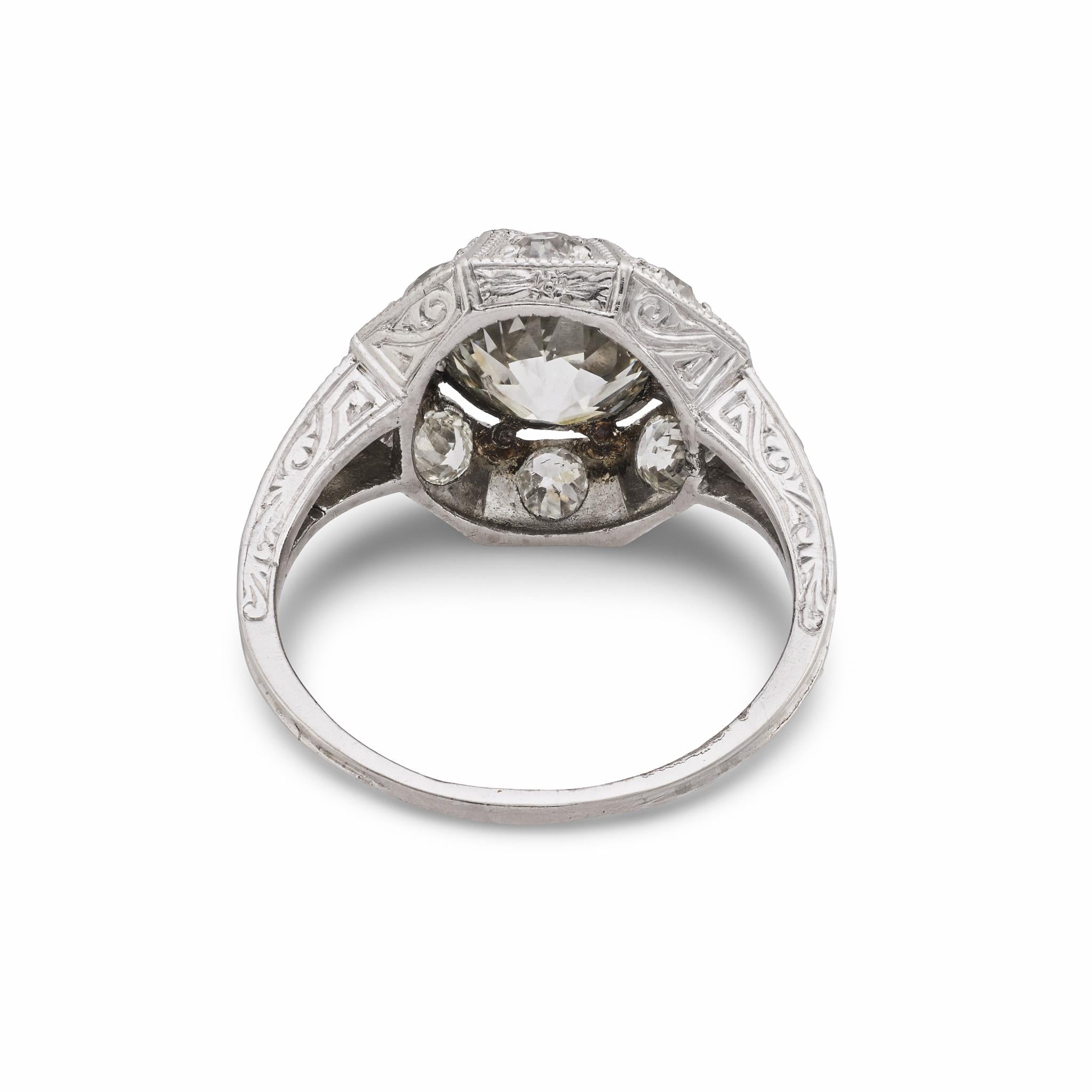 Art Deco GIA 1.53 carat diamond platinum engagement ring