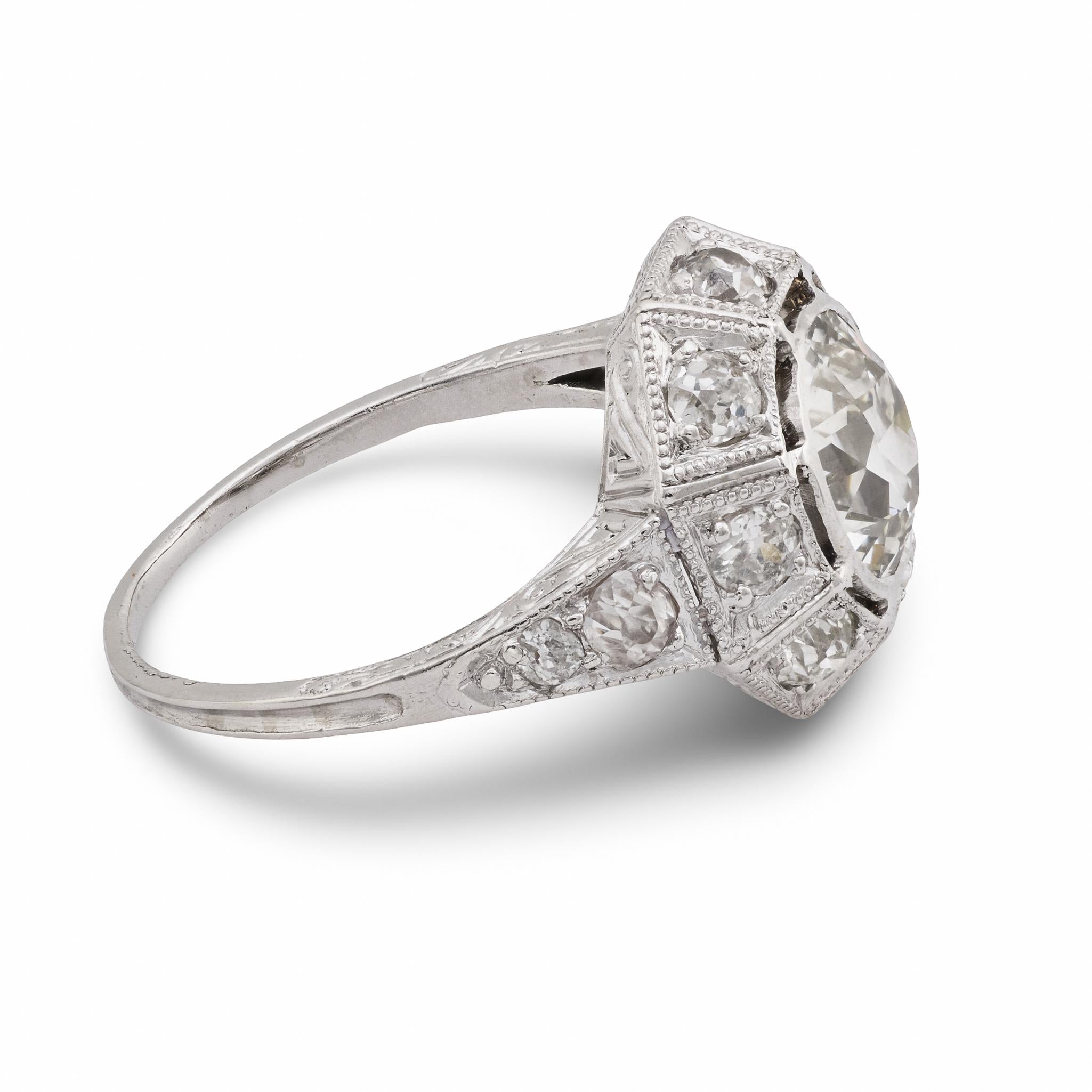 Art Deco GIA 1.53 carat diamond platinum engagement ring