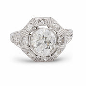 Art Deco GIA 1.53 carat diamond platinum engagement ring