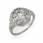 Art Deco GIA 1.53 carat diamond platinum engagement ring