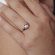 Art Deco diamond sapphire 18k white gold engagement ring