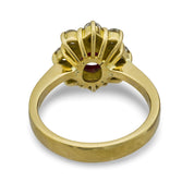 Vintage GIA 1.45 carat Burma ruby diamond 18k yellow gold cluster ring