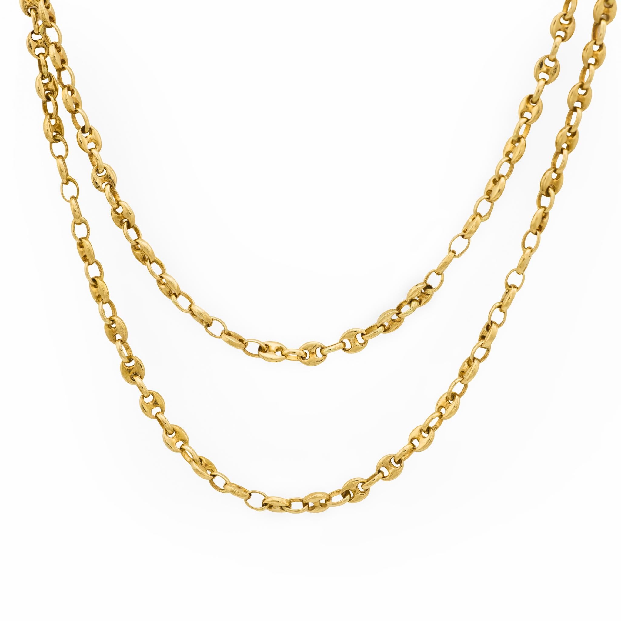 Vintage 18k yellow gold mariner link chain