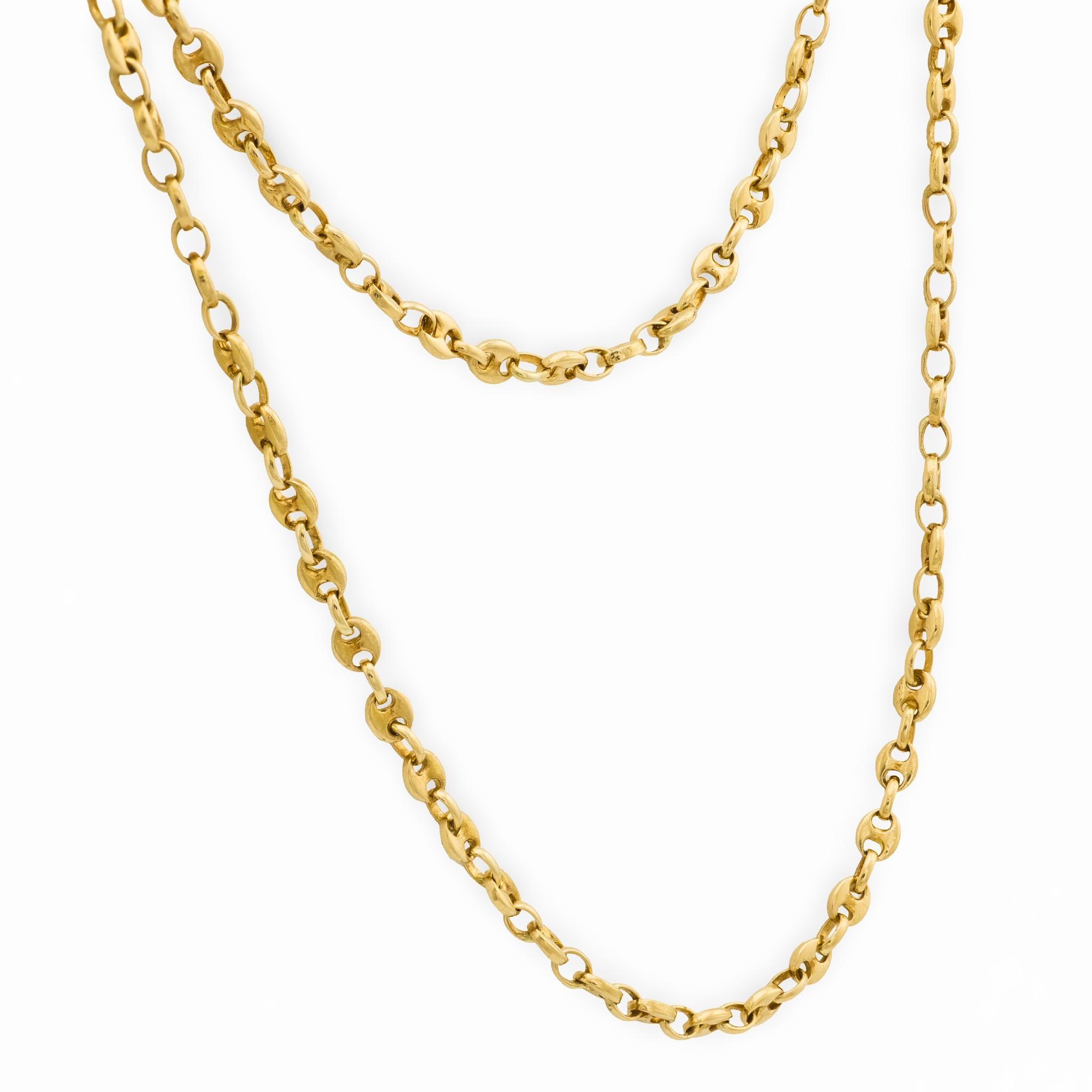 Vintage 18k yellow gold mariner link chain