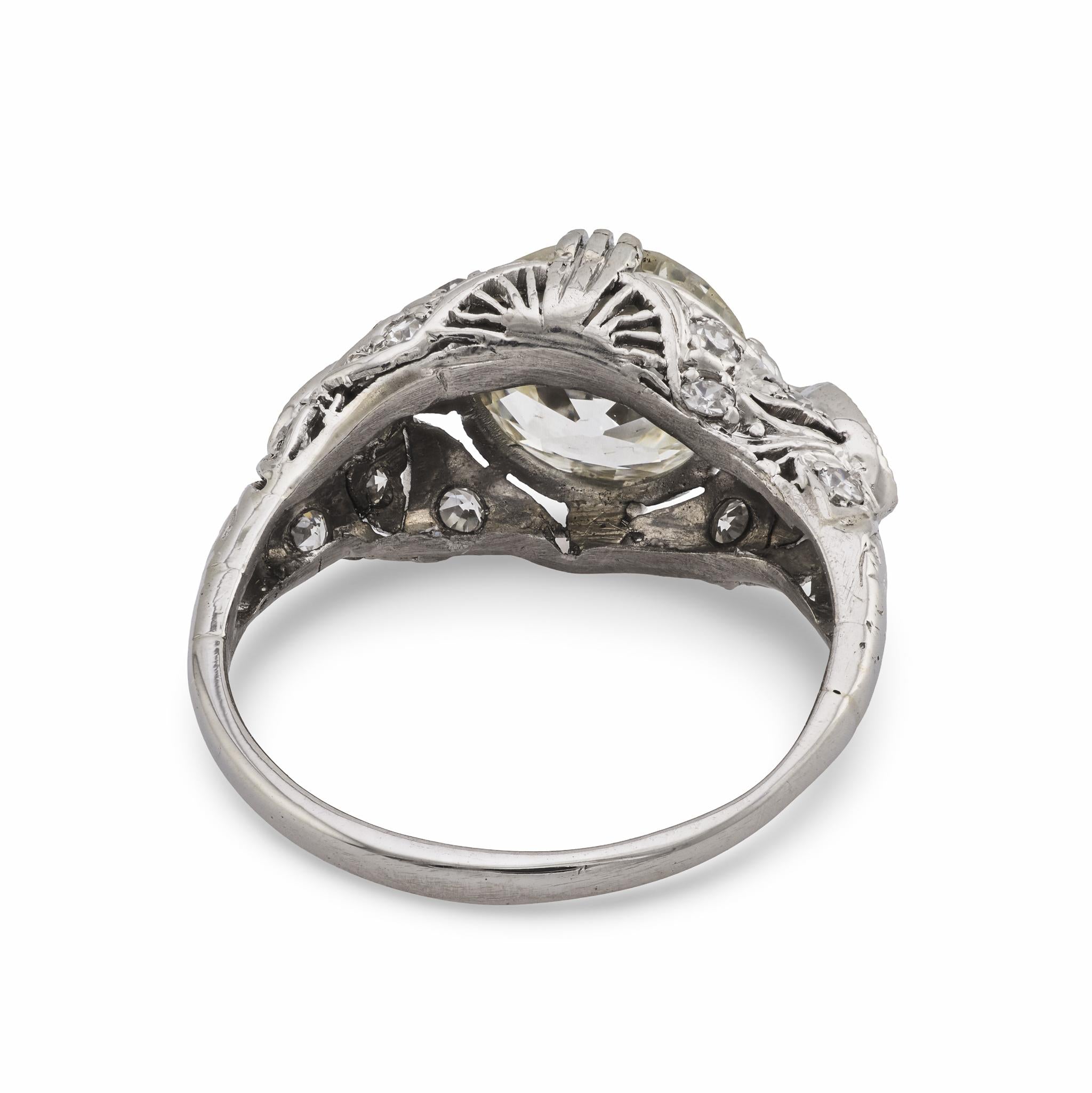 Art Deco GIA 2.52 carat old European cut diamond platinum engagement ring