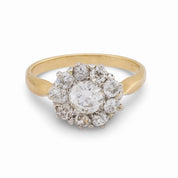Victorian diamond 14k yellow and white gold cluster ring