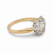 Victorian diamond 14k yellow and white gold cluster ring