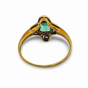 Victorian emerald diamond 18k yellow gold ring