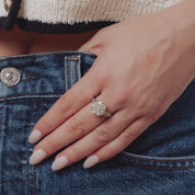 Edwardian 1.90 carat total weight diamond 18k white gold cluster ring