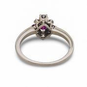 English Mid Century ruby diamond platinum ring