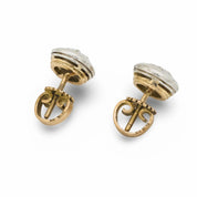 Art Deco Hungarian rose cut diamond 14k yellow gold silver stud earrings