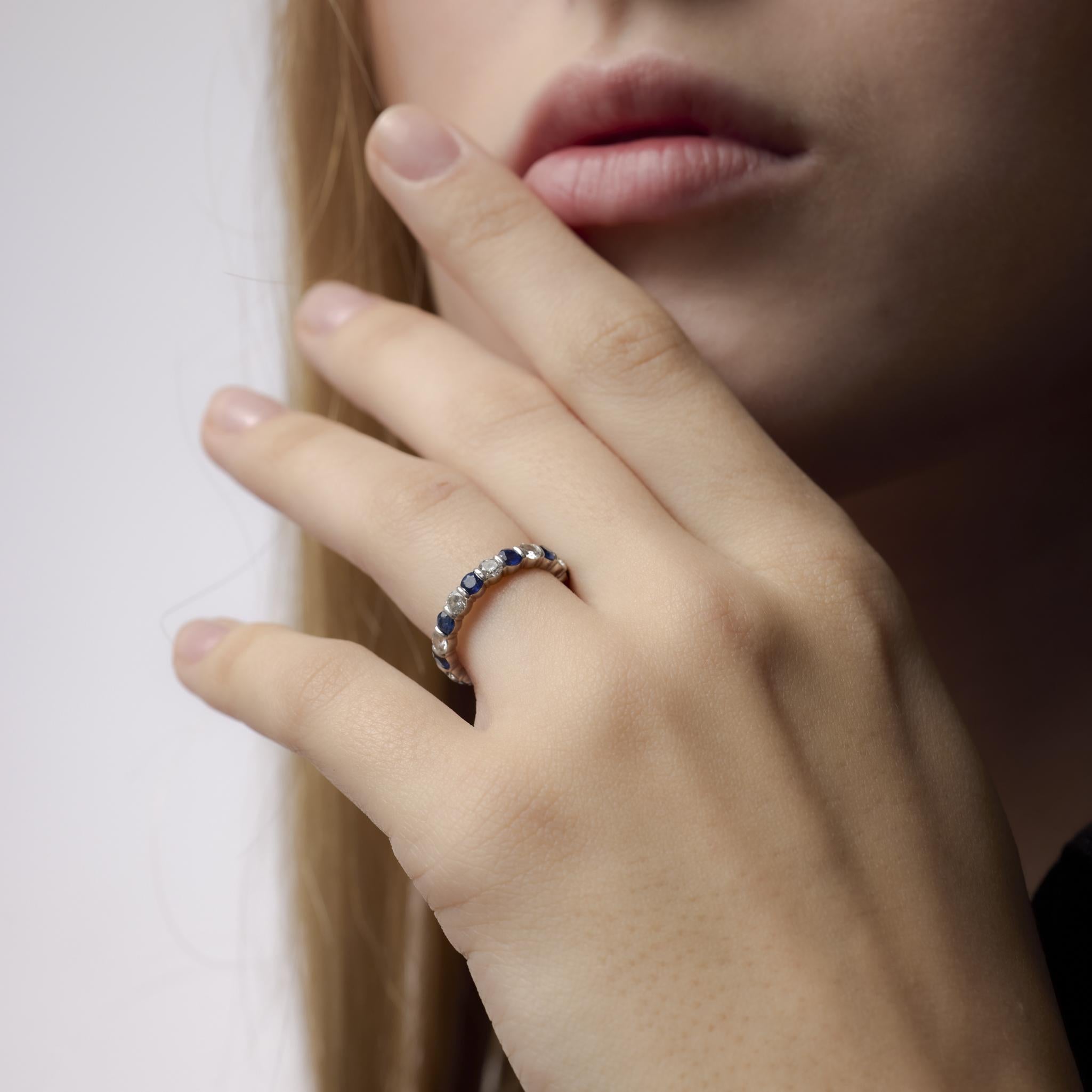 Tiffany & Co. 2.45 carat sapphire and diamond platinum eternity band