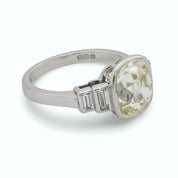 Art Deco GIA 3.29 carat old mine cut diamond platinum engagement ring