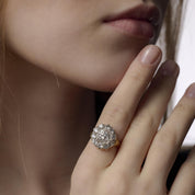Victorian GIA 3.02 carat old European cut diamond 18k yellow gold cluster ring