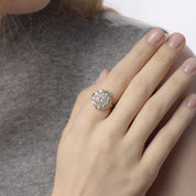 Victorian GIA 3.02 carat old European cut diamond 18k yellow gold cluster ring