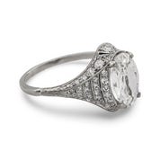 Art Deco GIA 1.52 carat oval cut diamond platinum engagement ring