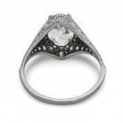 Art Deco GIA 1.52 carat oval cut diamond platinum engagement ring