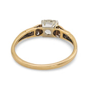 Retro old mine cut diamond 14k gold engagement ring