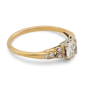 Retro old mine cut diamond 14k gold engagement ring