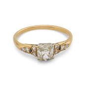 Retro old mine cut diamond 14k gold engagement ring
