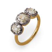 Georgian-style 1.97 carat old mine cut diamond 3-stone collet ring