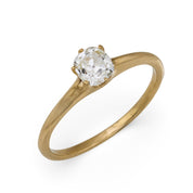 Victorian old mine cut diamond 14k yellow gold solitaire engagement ring