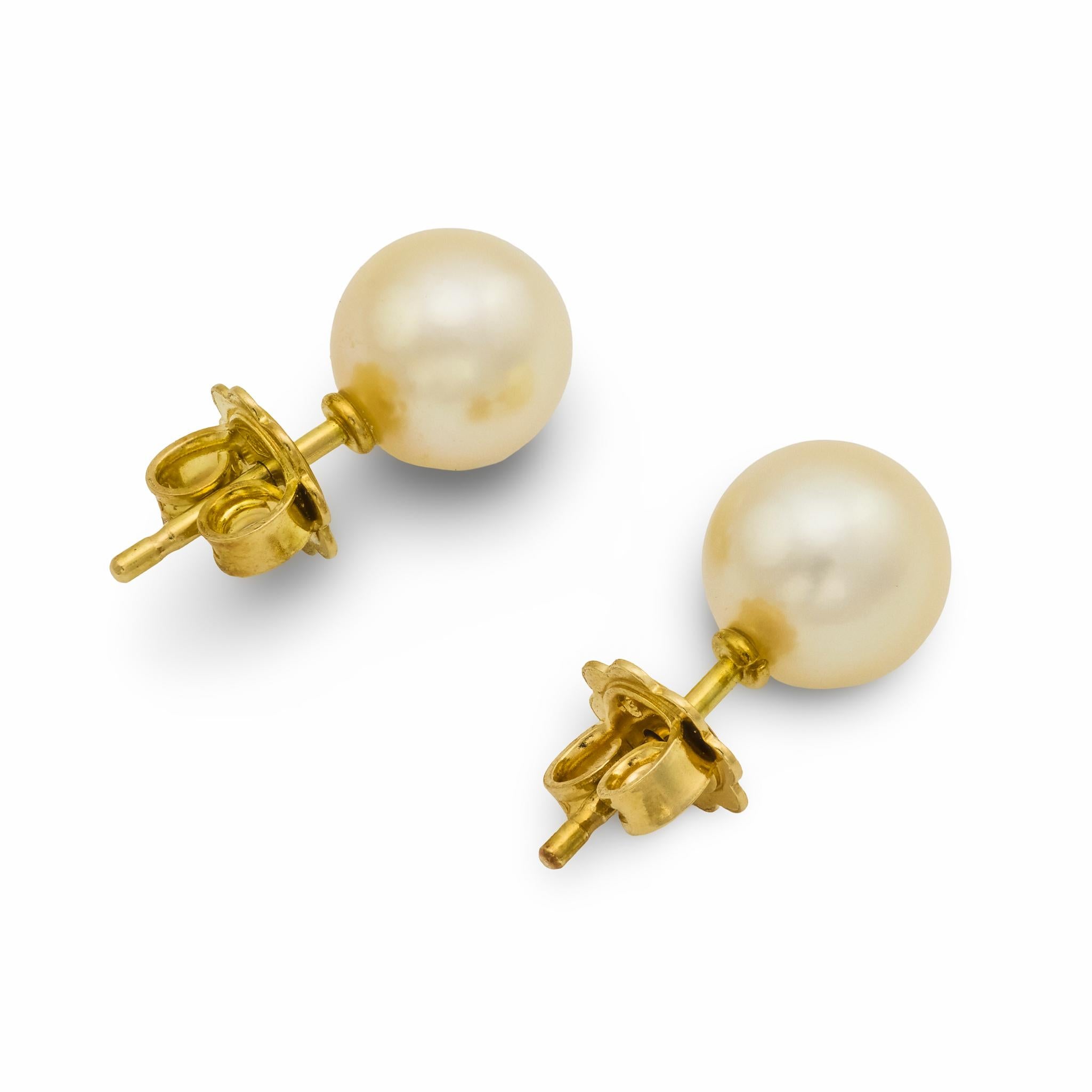 Mikimoto pearl 18k yellow gold stud earrings