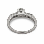 Art Deco old mine cut diamond platinum engagement ring