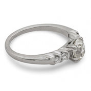 Art Deco old mine cut diamond platinum engagement ring