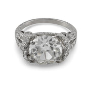 Art Deco GIA 3.57 carat old European cut diamond platinum engagement ring