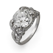 Art Deco GIA 3.57 carat old European cut diamond platinum engagement ring