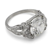Art Deco GIA 3.57 carat old European cut diamond platinum engagement ring