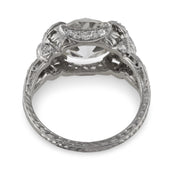 Art Deco GIA 3.57 carat old European cut diamond platinum engagement ring