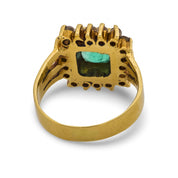 Vintage emerald diamond 18k yellow gold ring