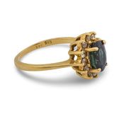 Vintage 1.50 carat sapphire diamond 14k yellow gold cluster ring