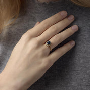 Vintage 1.50 carat sapphire diamond 14k yellow gold cluster ring