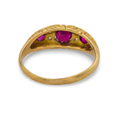 Victorian English ruby diamond 18k yellow gold ring