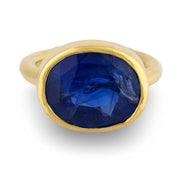 GIA 12.79 carat Ceylon sapphire 18k yellow gold bezel ring
